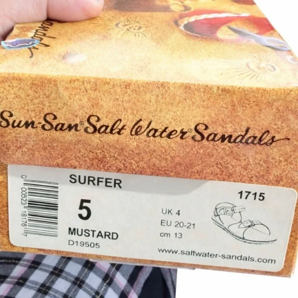 Salt Water Sun-San Surfer Leather Sandals Water Friendly Mustard Toddler Girls 5
